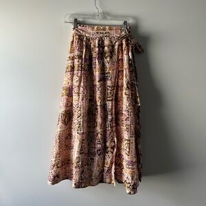 Marie Oliver printed linen wrap skirt